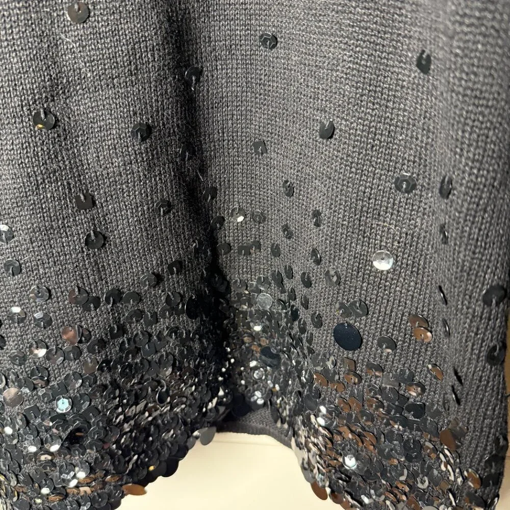 Arriviste Women's Sequin Black Long Sleeve Knit Sweater Cotton Blend Sz Large